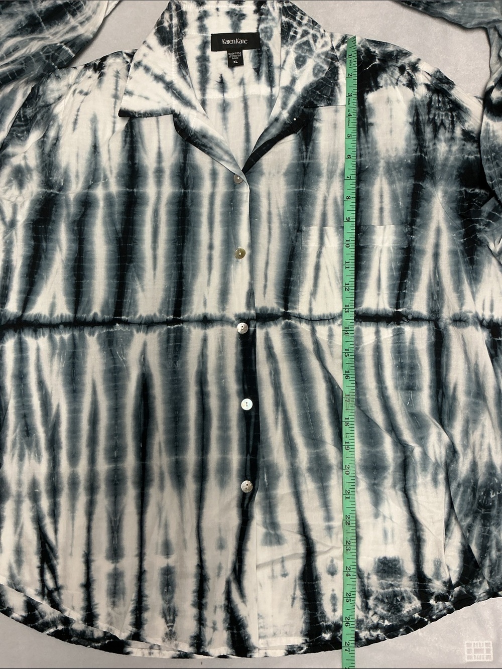 NWT Karen Kane Berry Blue Tie Dye Button Up Shirt Blouse XL - Picture 7 of 10